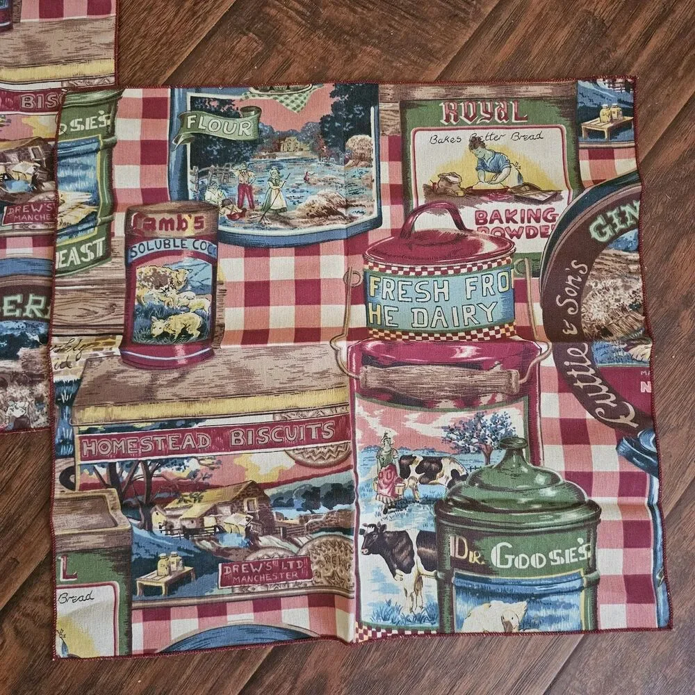 2 Retro Bandanas Napkins Vintage Kitchen Products Advertising 16 In Square